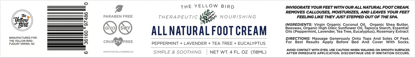 Yellow Bird Foot Cream 2 Pack Bundle - Natural Dry & Itchy Feet Repair Balm