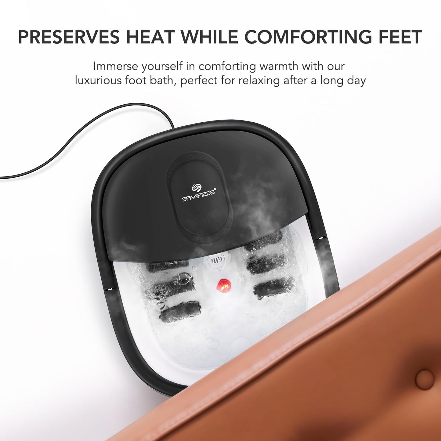 SPA4PIEDS Collapsible Foot Spa Bath — Heat, Massage Rollers & 10-in-1 Pedicure Kit