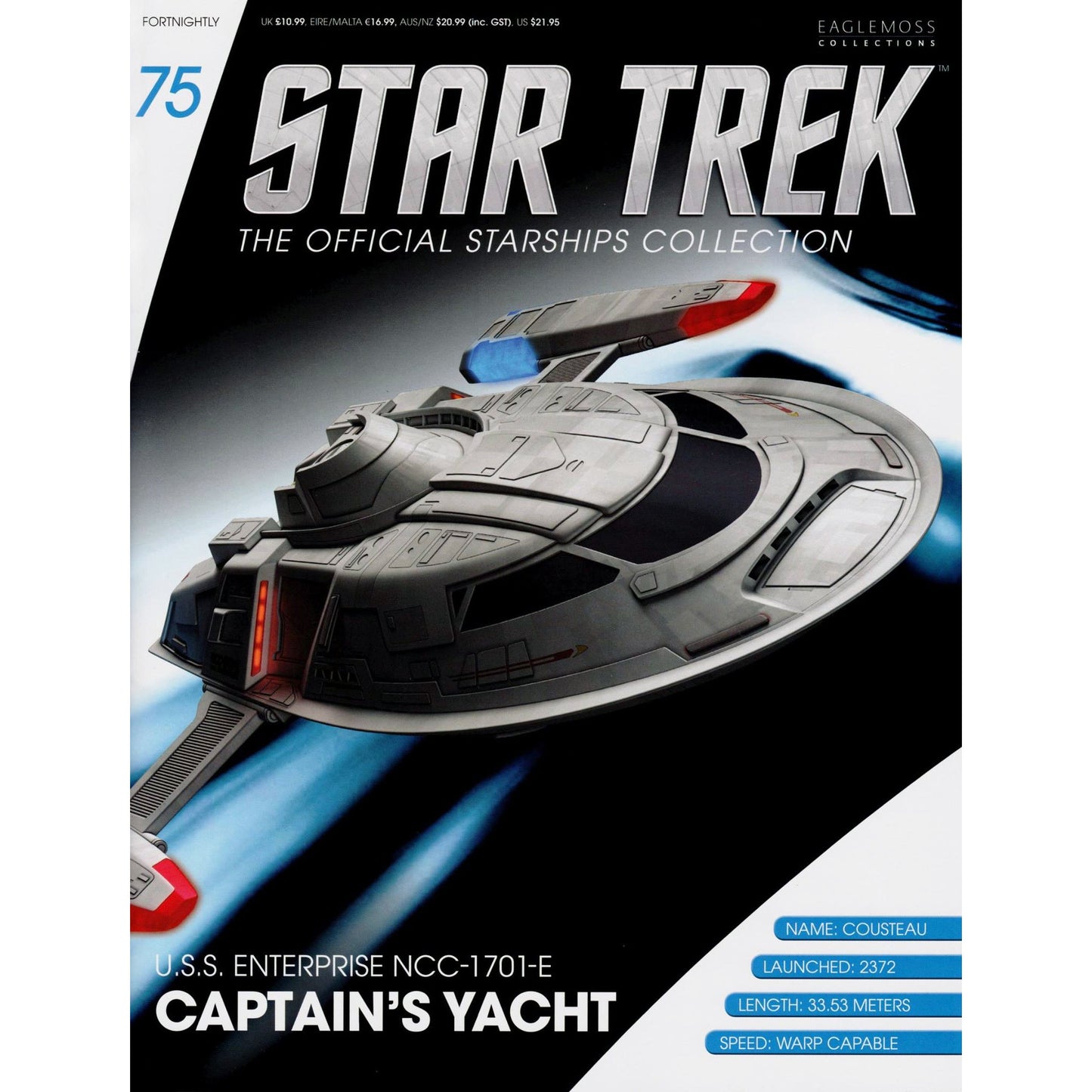 #75 U.S.S. Enterprise NCC-1701-E Captain's Yacht (Cousteau) Starship Model Die Cast Ship (Star Trek)