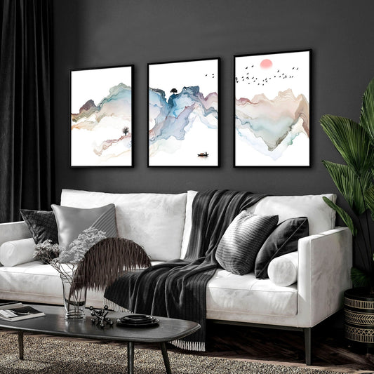 Art prints set of 3 | Japanese Sunset art prints