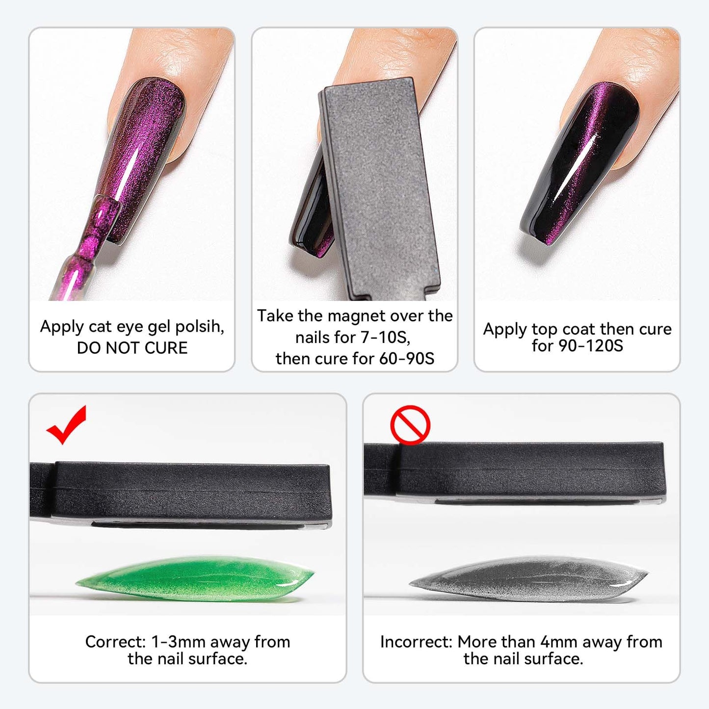 SUPWEE Cat Eye Magnet Kit – 4-Piece Nail Art Set for Cat Eye Gel Polish