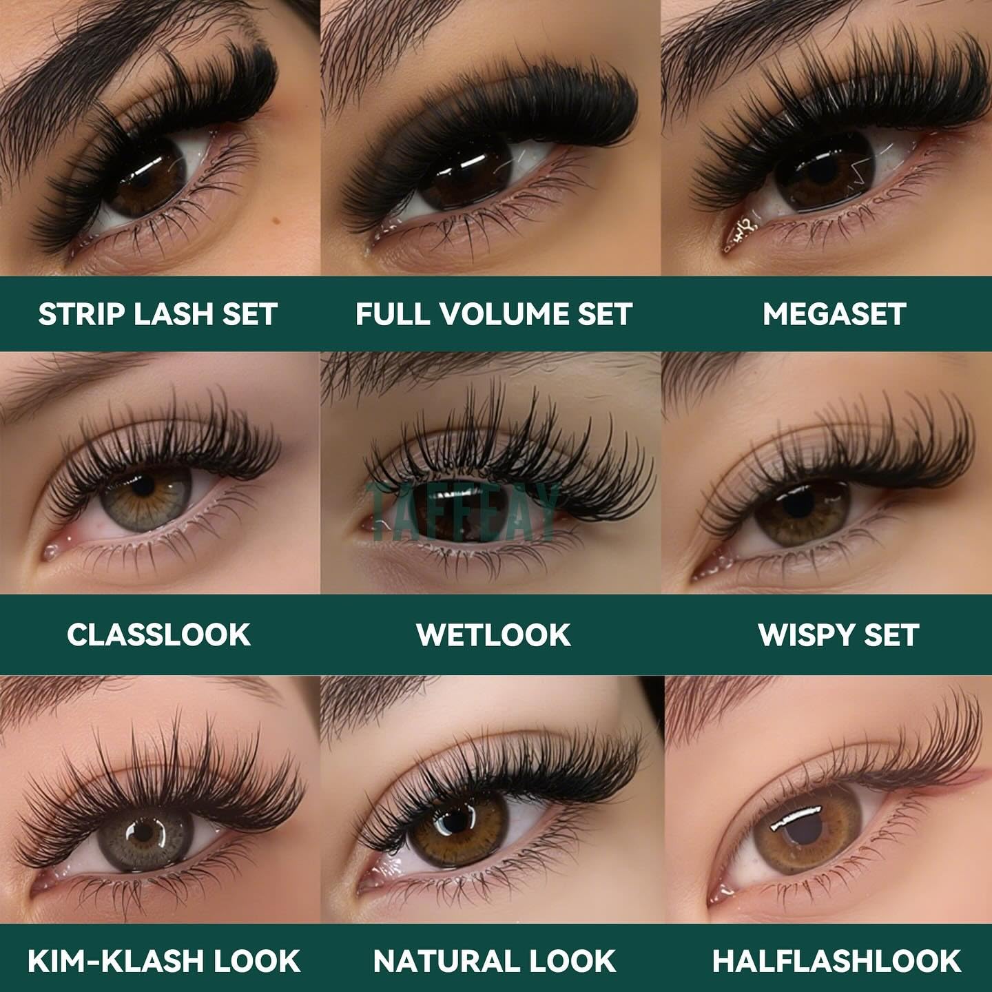 TAFFEAY Cashmere Classic & Volume Lash Extensions – C/CC/D/B/J Curl, 0.03-0.15 Thickness, 8-20mm Length, 16-Row Tray