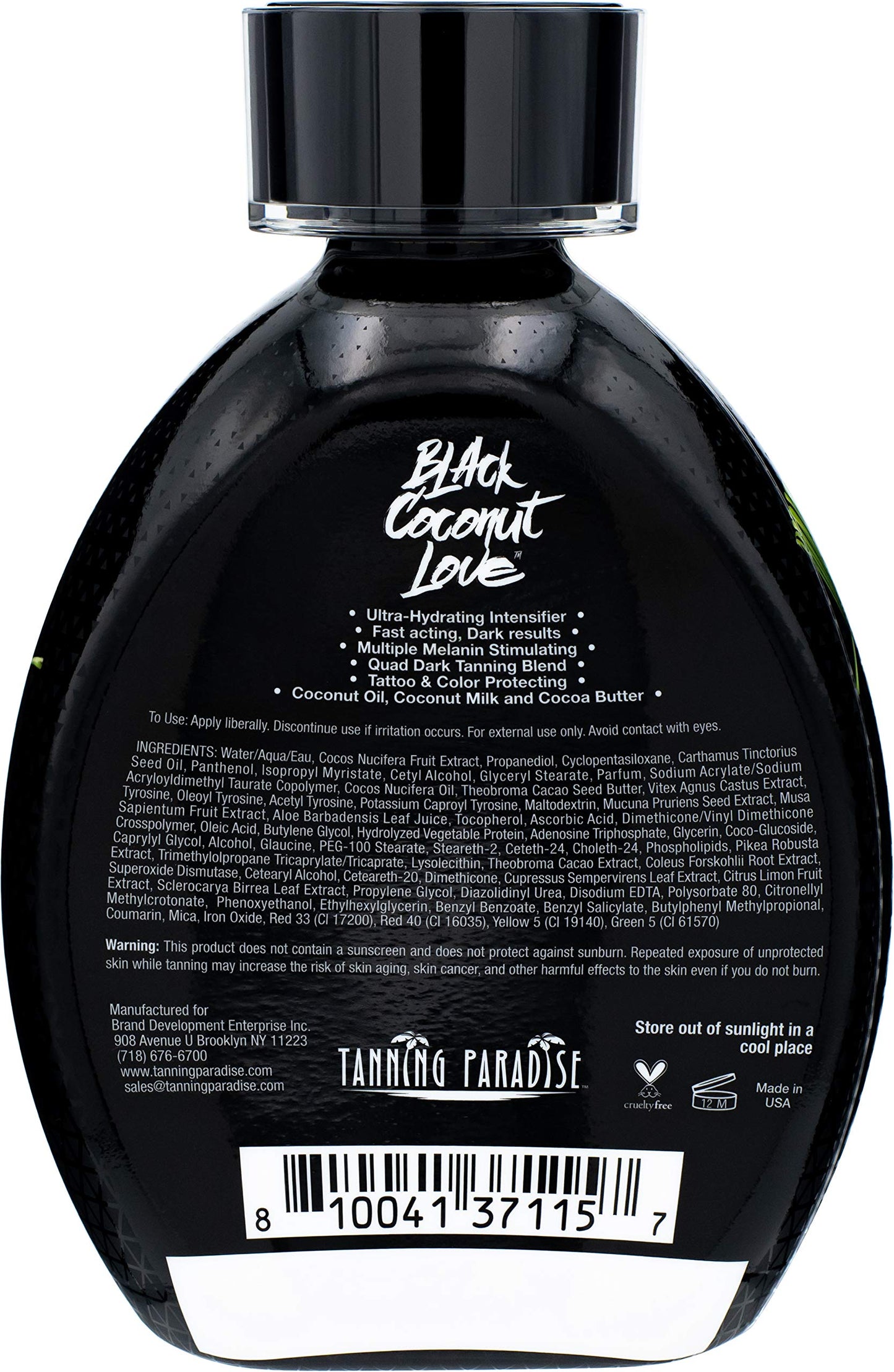 Tanning Paradise Black Coconut Love Lotion – Ultra Hydrating Dark Tan, 13.5oz