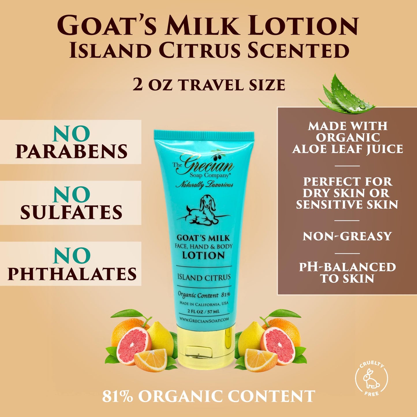 The Grecian Soap Company Deluxe Bathtub Gift Set – Goat Milk & Olive Oil Skincare, Island Citrus, 6-Piece Gift Set