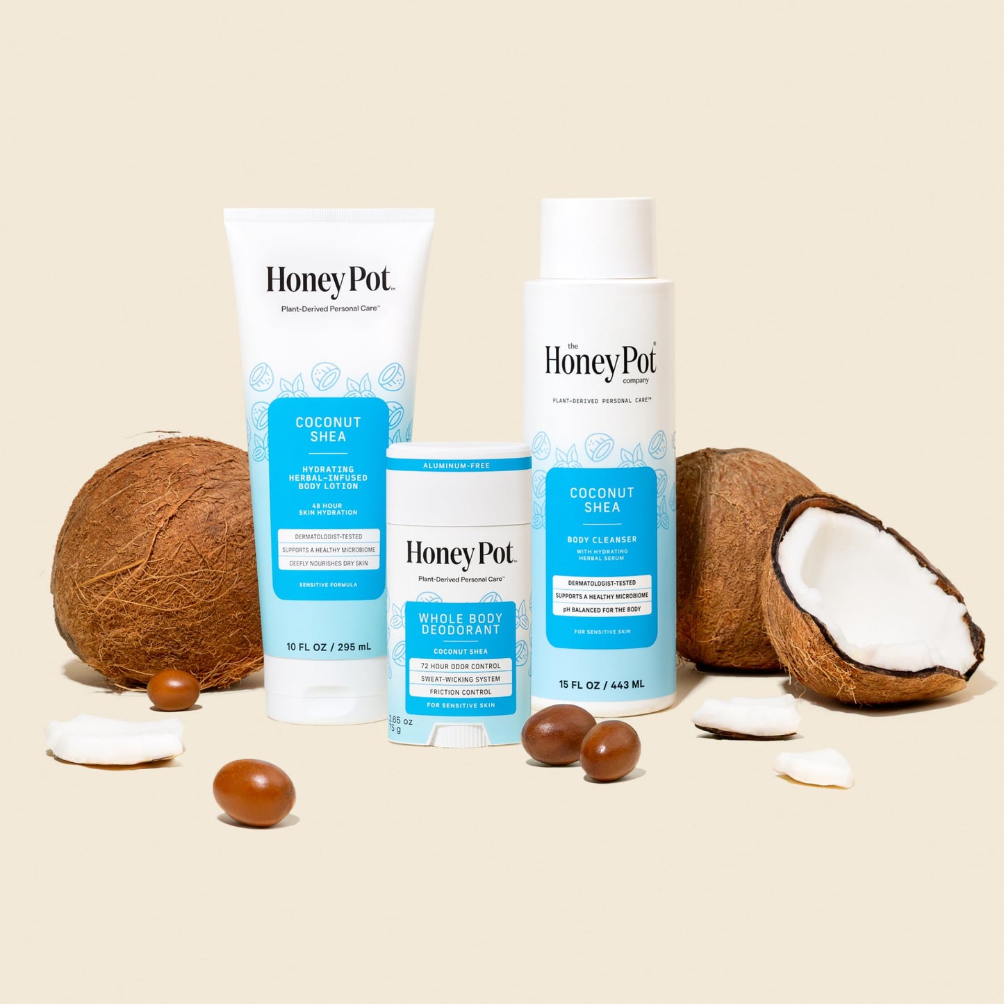 The Honey Pot Company Coconut Shea Whole Body Deodorant — Aluminum-Free, 72-Hour Odor Control