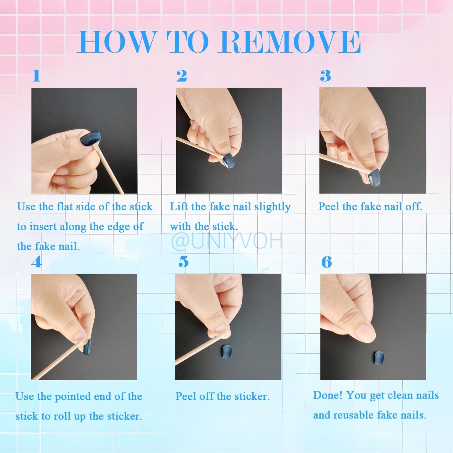 UNIYVOH Extra Short Press On Nails Squoval – Handmade 3D Designs & Reusable Tips