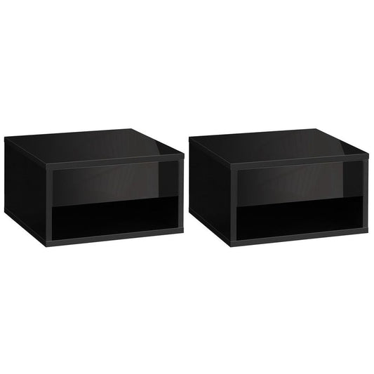 Premium Wall-Mounted Nightstand Set - 2x Drawer, Black - Reliable HOMCOM Quality
