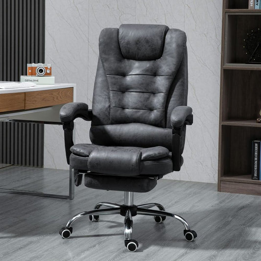 Vintage Heated Massage Office Chair, 6 Vibration Points, Dark Grey