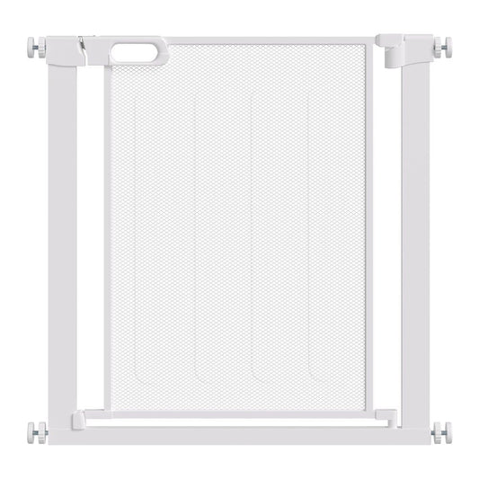 PawHut Pressure Fit Safety Gate for Doorways and Staircases, Dog Gate w/ Auto Closing Door, Pet Barrier for Hallways w/ Double Locking, Openings 75-82 cm - White