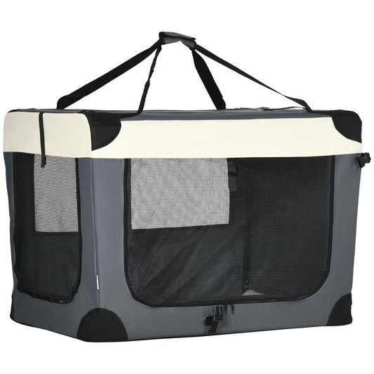 PawHut 51cm Foldable Pet Carrier Bag Soft Travel Dog Crate, Portable Cat Carrier w/ Cushion, for Cats and Miniature Dogs - Grey