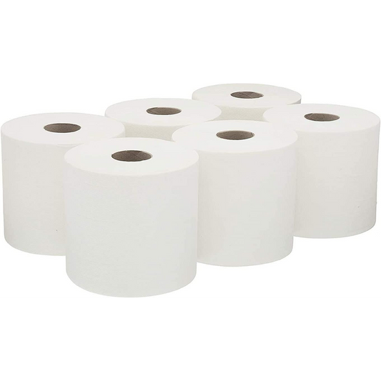 ASPECT Kitchen Rolls Centrefeed (24 Rolls, White) | 2 Ply Embossed Pattern Paper Towels | Strong and Absorbent Tissue Paper | UK Supplier | Wipe Away | Perfect for Commercial & Kitchen Use