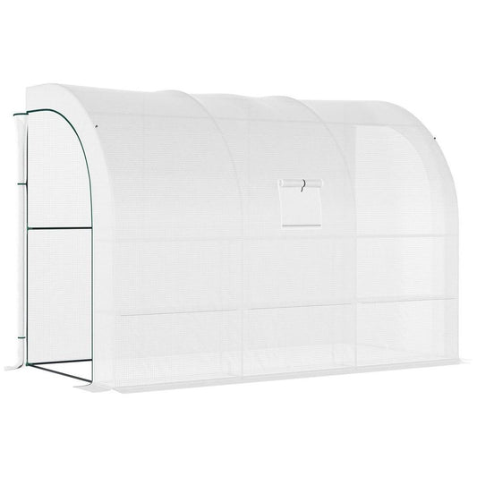 Premium 6-Tier Greenhouse - Ideal for Home Gardening - Weatherproof PE Cover - Ventilated Windows - White