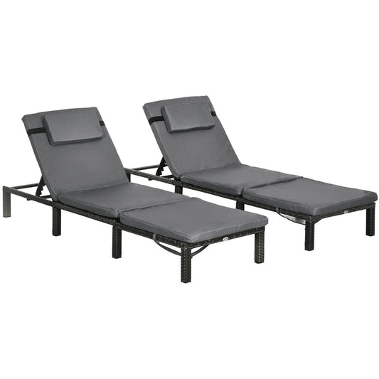Premium Outsunny Rattan Sun Loungers - Poolside Luxury with Padded Cushion