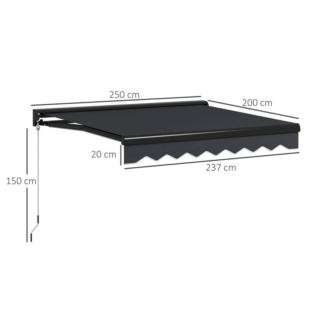 Outsunny Electric Awning with LED | 2.5x2m | Patio Canopy | Sun Canopies with PU Coating