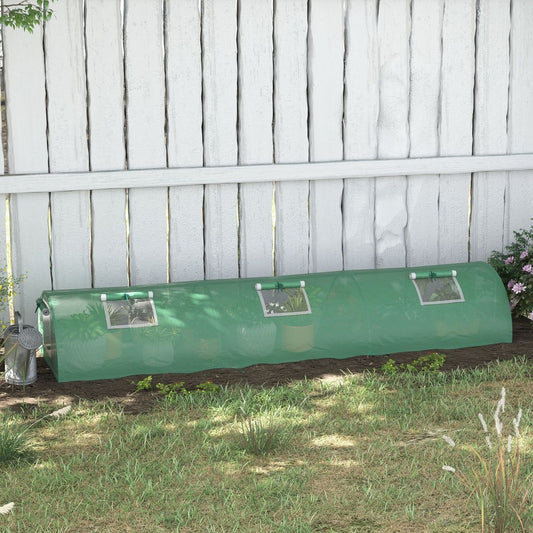 Outsunny PE Mini Greenhouse, 3m Portable Tunnel Green House with 5 Mesh Windows