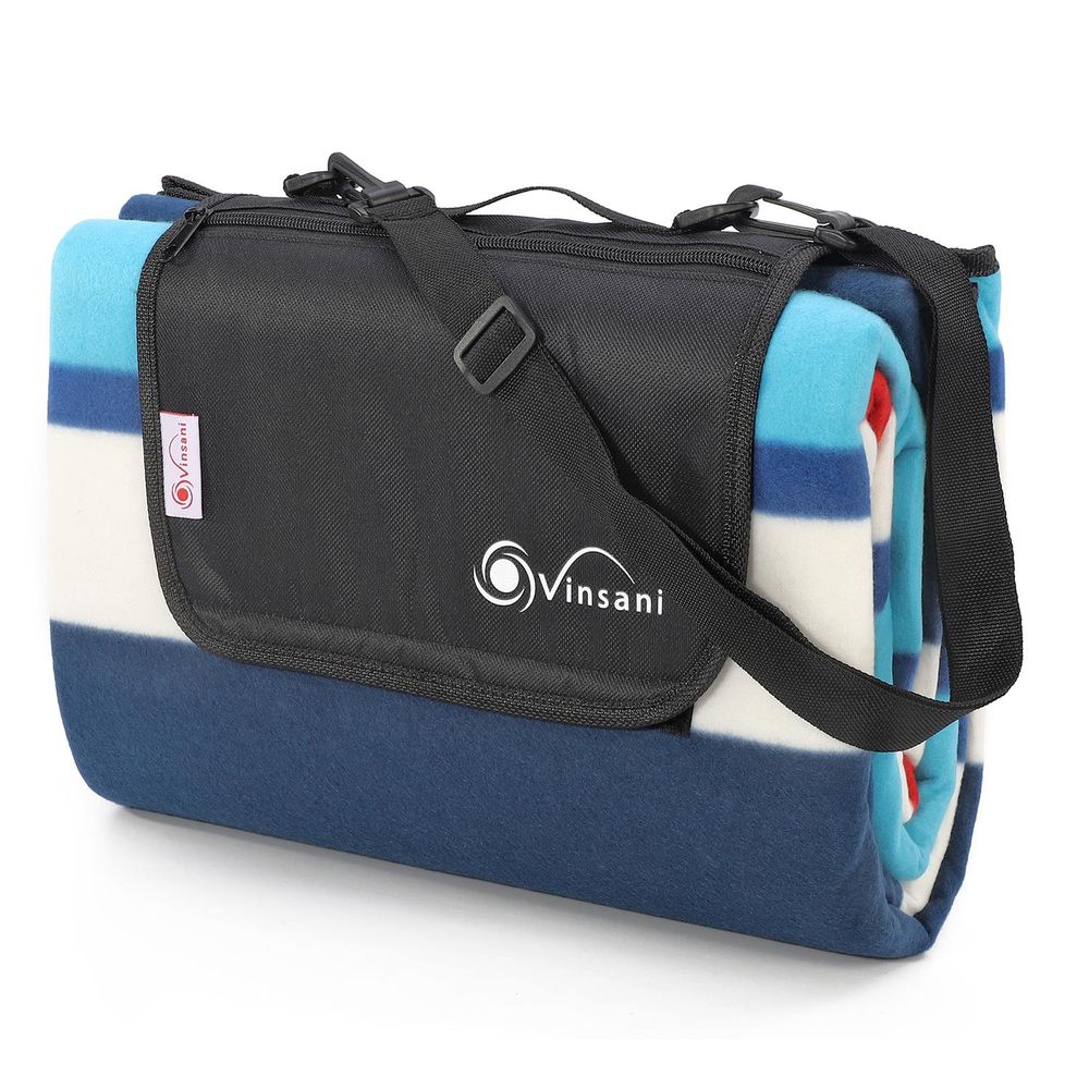 Vinsani 200 x 180cm Folding Picnic Blanket Waterproof & Sandproof Backing - Ideal for Camping & Outdoor Picnic - Rug Mat with Carry Handle