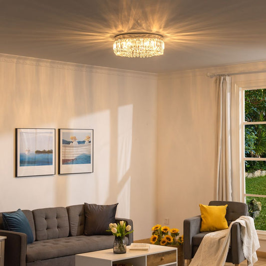 Sparkling Crystal Chandelier - Elegant Stainless Steel Pendant Lighting