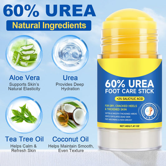 60% Urea Foot Care Stick with 2% Salicylic Acid – Deep Moisture & Gentle Exfoliation, 1.41 oz