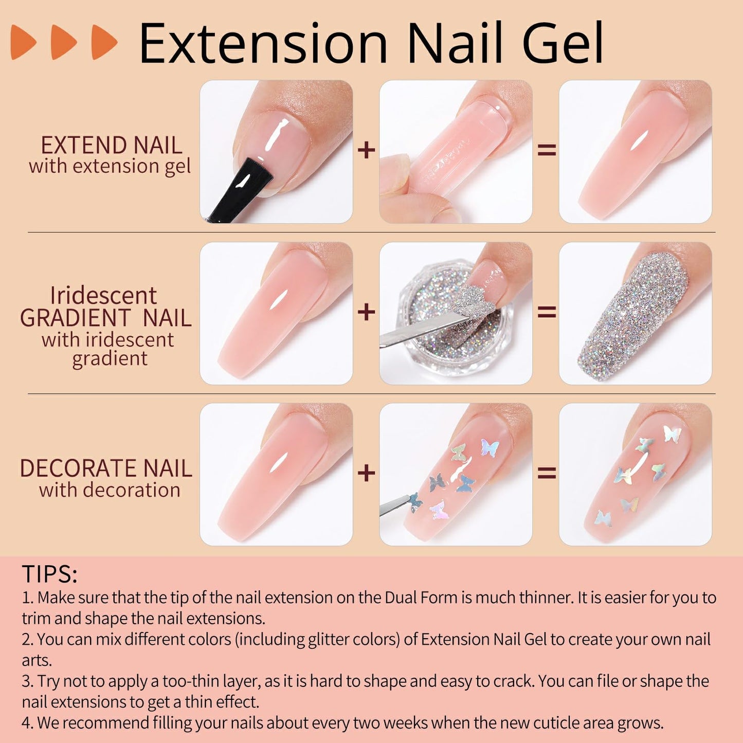UR SUGAR 20 Colors Gel Extension Nail Set | Jelly Nude Pink Brown Collection