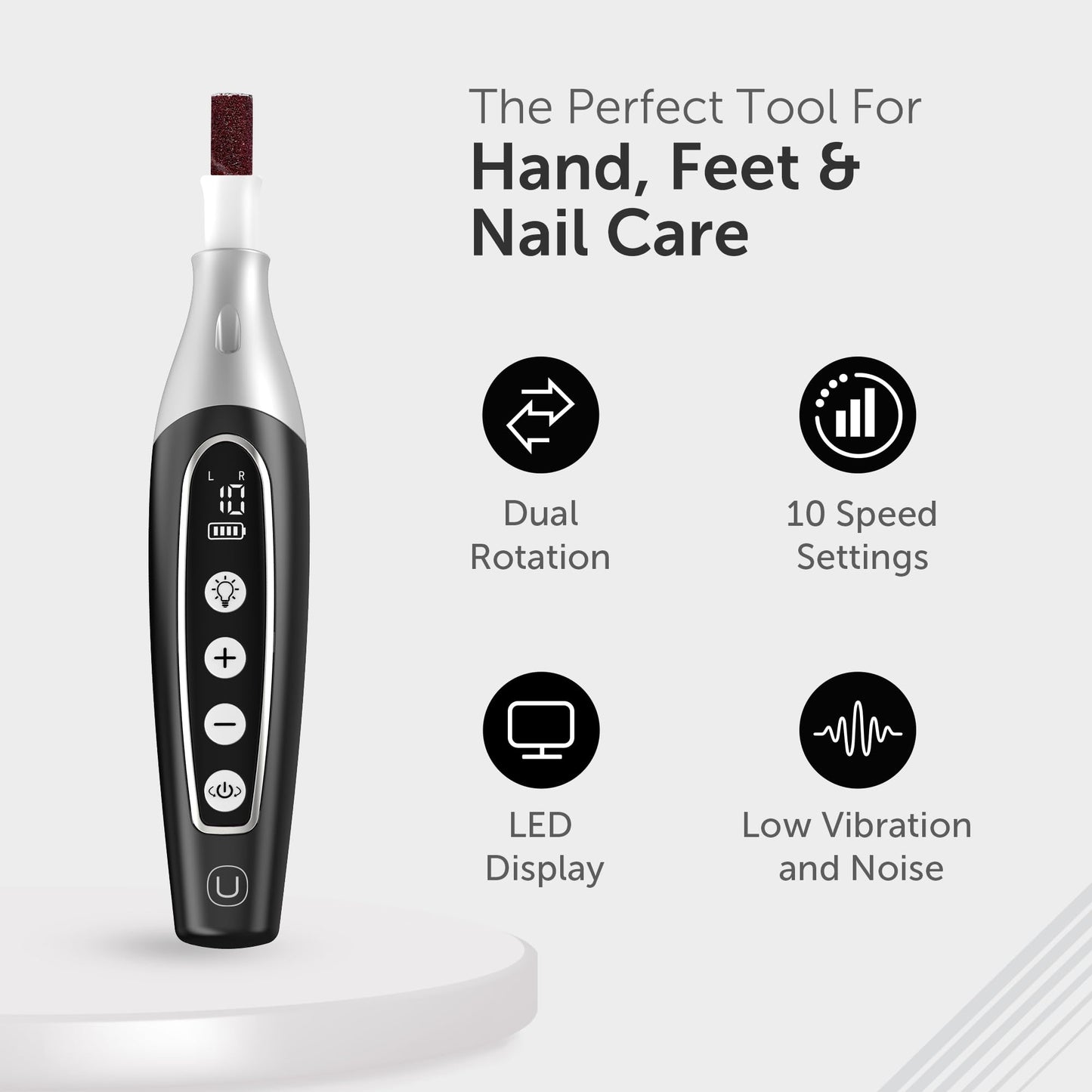 UTILYZE PediLux Pro – Professional At-Home Nail Care Kit with Cordless Nail File, 10-Speed