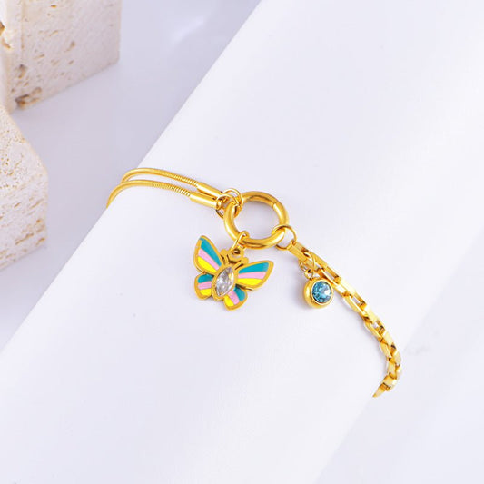 Vacation Style Colorful Butterfly Necklace & Bracelet Set