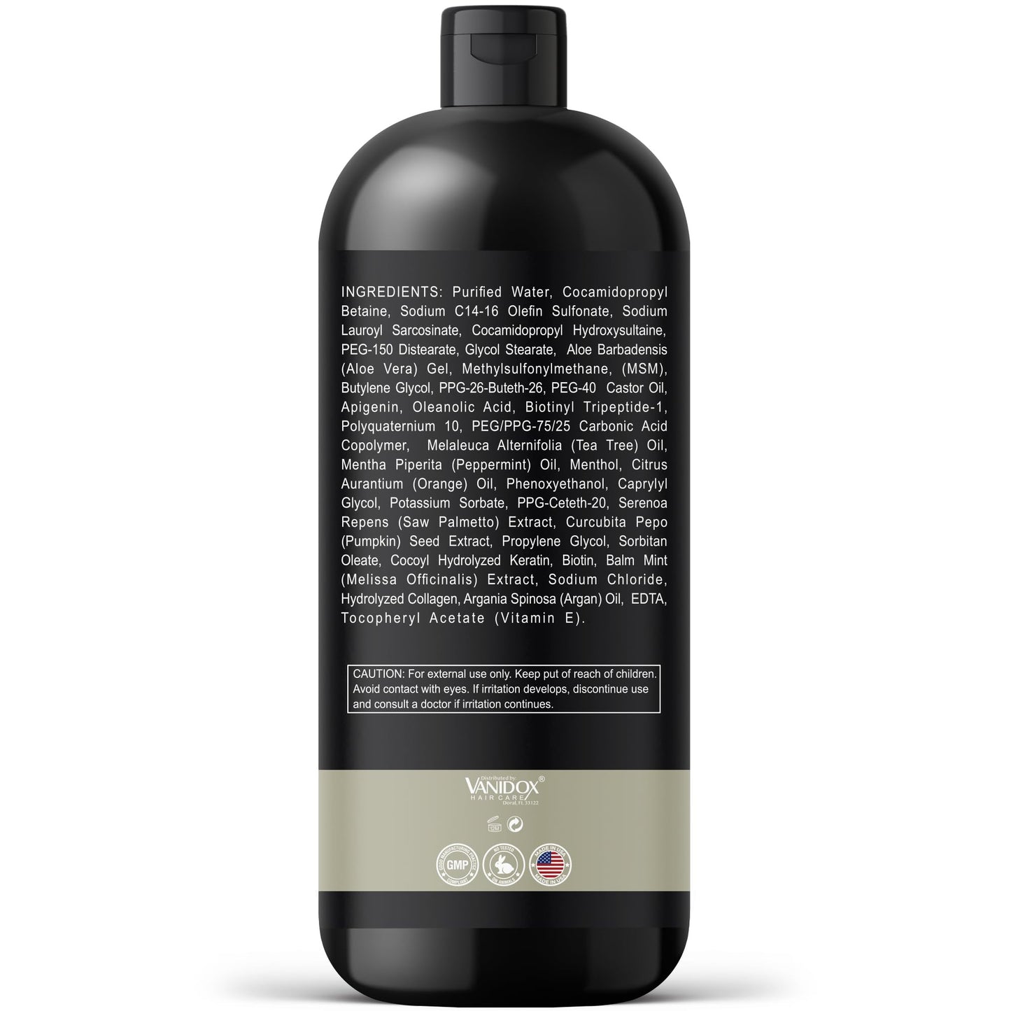 VANIDOX Tea Tree Oil Shampoo with Castor Oil – Itchy Scalp Relief & Fuller Hair (16 oz) | Made in USA