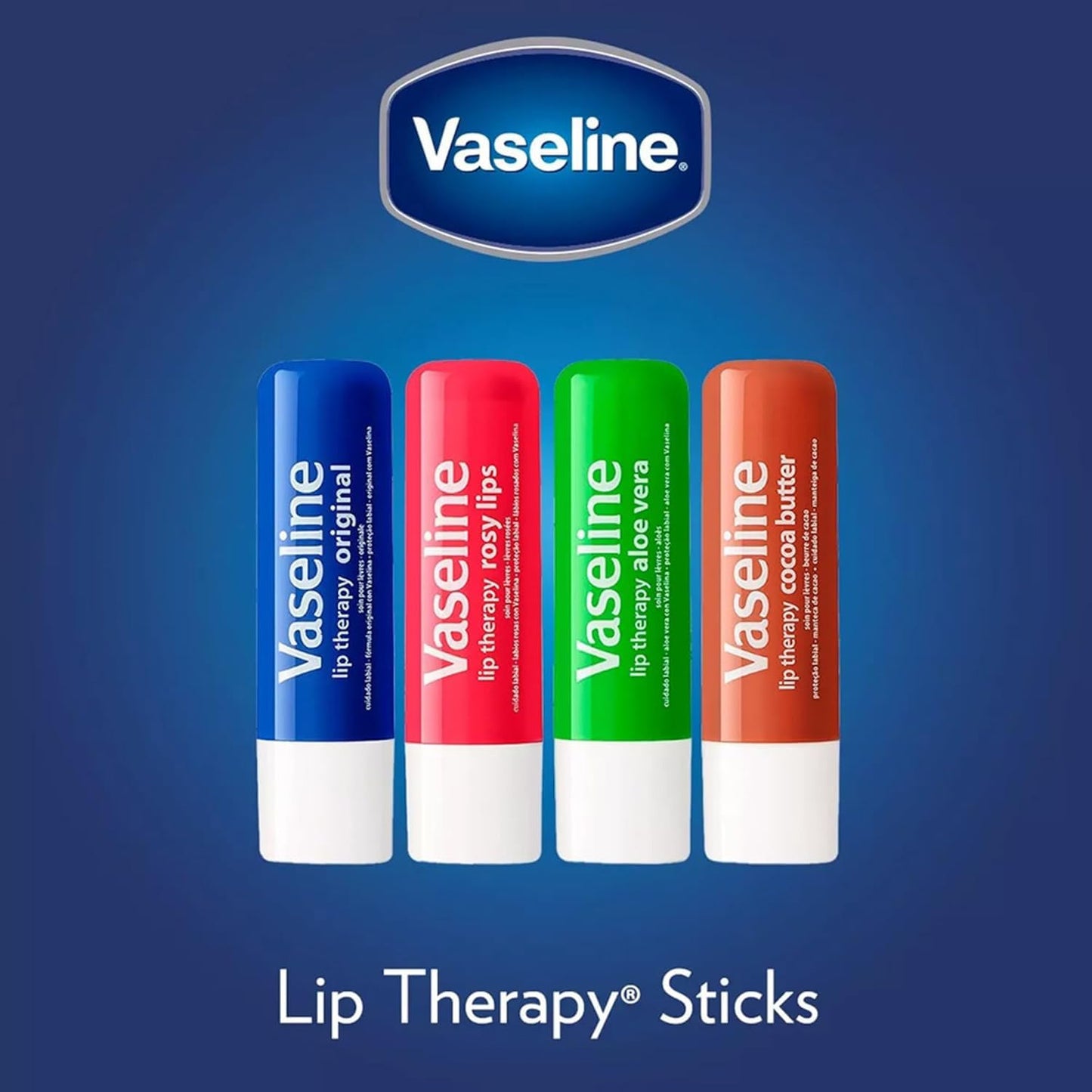 Vaseline Lip Therapy Cocoa Butter Lip Balm – 6 Pack, 0.16 oz Each