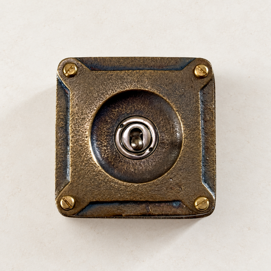 Single Gang Antique Brass Toggle Light Switch Recessed, 2 Way