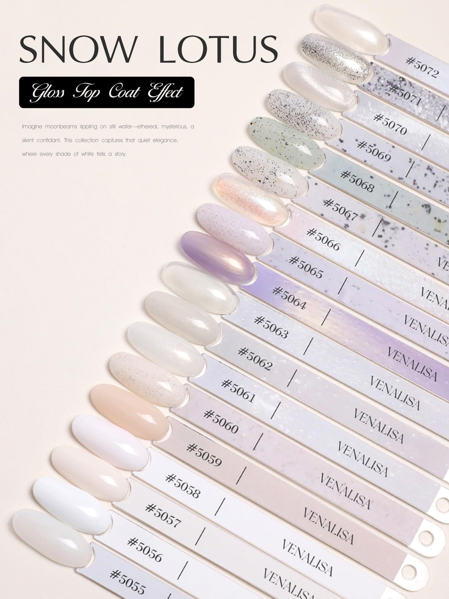 V VENALISA V4 Gel Nail Polish Set – 22 Pieces, 18 Colors + Color Card, Cat Eye Milky White Glitter – DIY Salon at Home