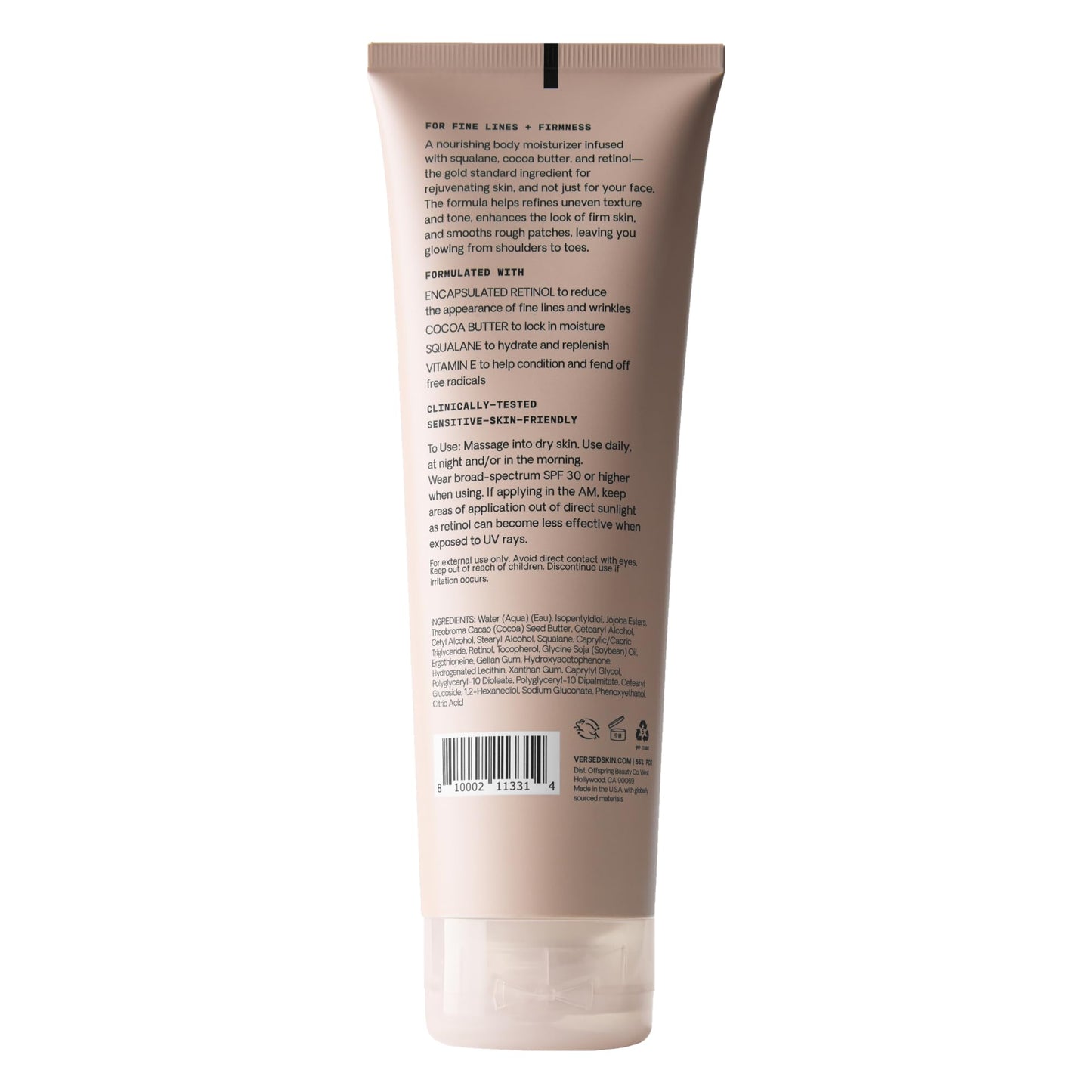 Versed Press Restart Retinol Body Lotion – Cocoa Butter & Squalane
