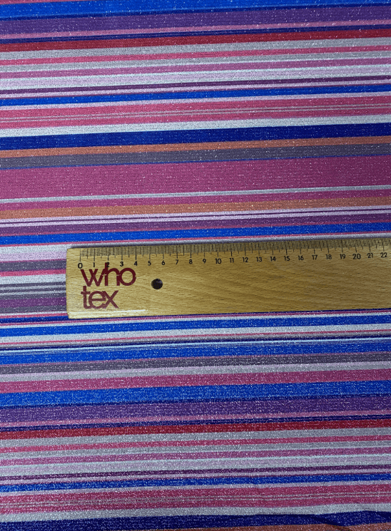 Vibrant Multicolour Striped Lurex Fabric by the Metre