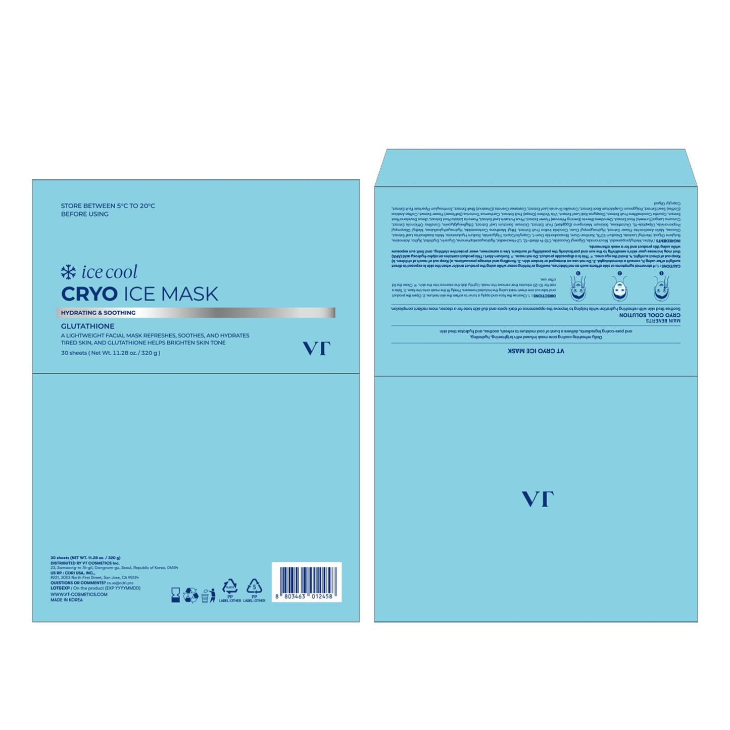 VT COSMETICS Cryo Ice Mask | Hydrating Sheet Mask for Instant Cooling & Glow