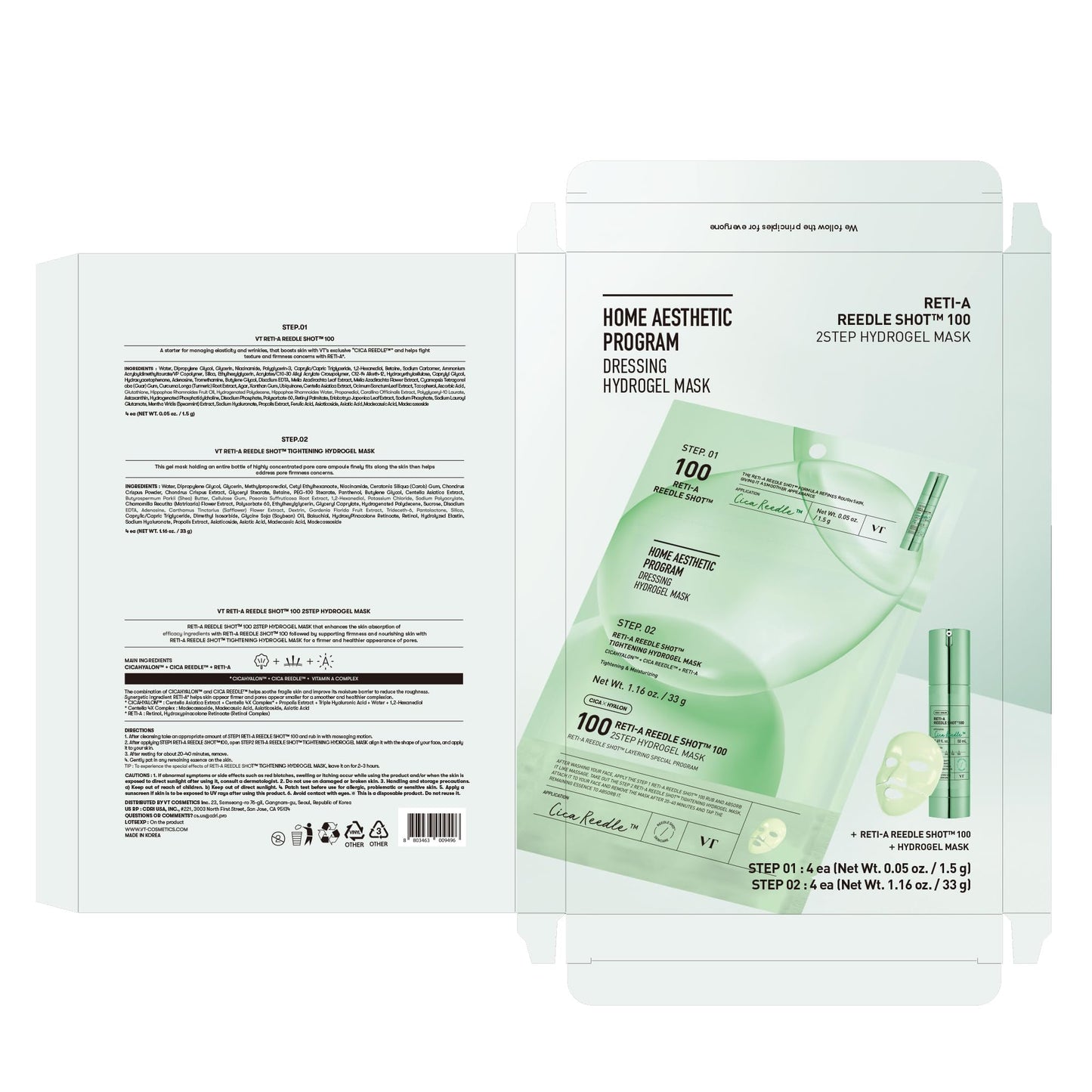VT COSMETICS Reti-A Reedle Shot 100 2-Step Hydrogel Mask – Intensive Tightening, Retinol Alternative, Overnight Mask