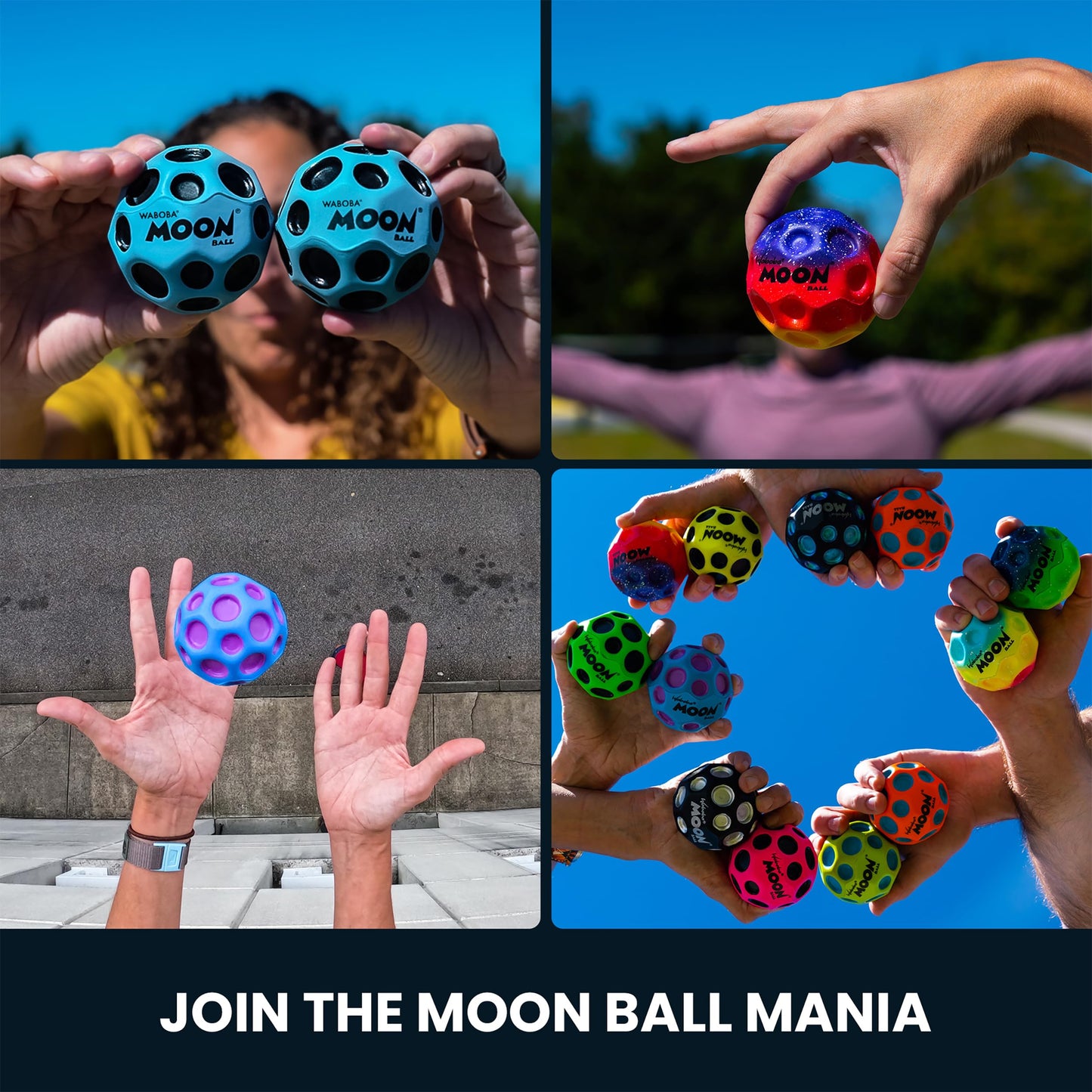 Waboba Moon Ball Gradient – Extreme Bouncy Ball for All Ages | Ultra High Bounce, Pop Sound, Neon Colors