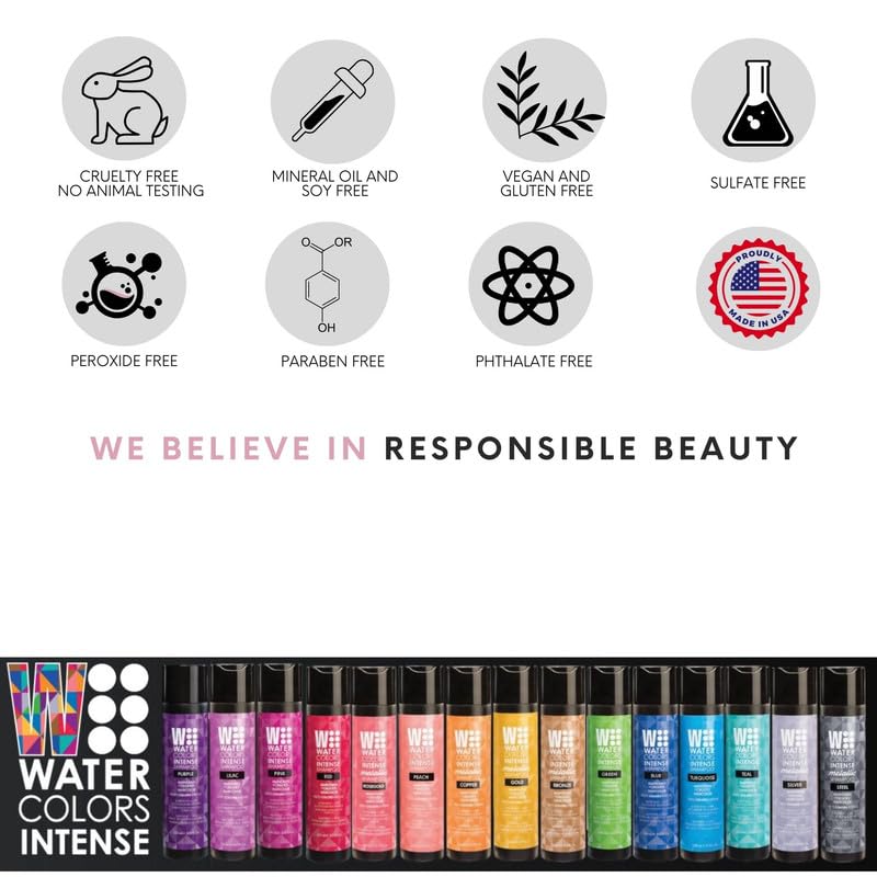 Watercolors INTENSE METALLIC Rose Gold Color Depositing Shampoo – 2 x 8 oz, Sulfate & Paraben Free