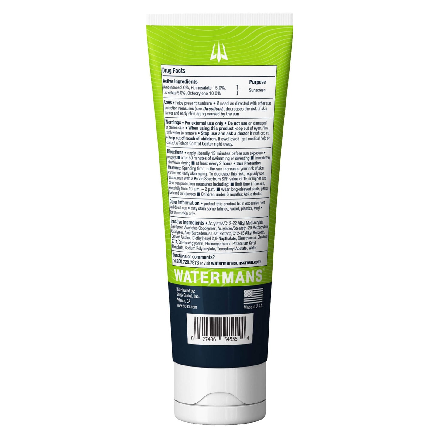 WATERMAN'S Hyrdo Lite SPF 55 Broad Spectrum Reef Safe Sunscreen for Face and Body – Fragrance-Free, Oxybenzone Free, 3.4oz (Pack of 2)