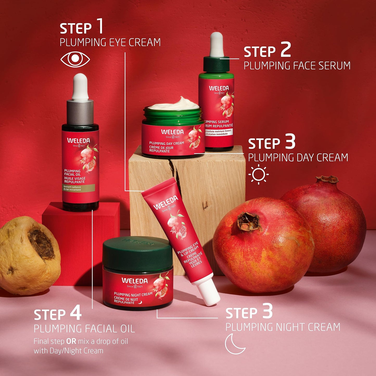 Weleda Face Care Plumping Day Cream – Pomegranate & Maca Root Peptides, 1.3 oz