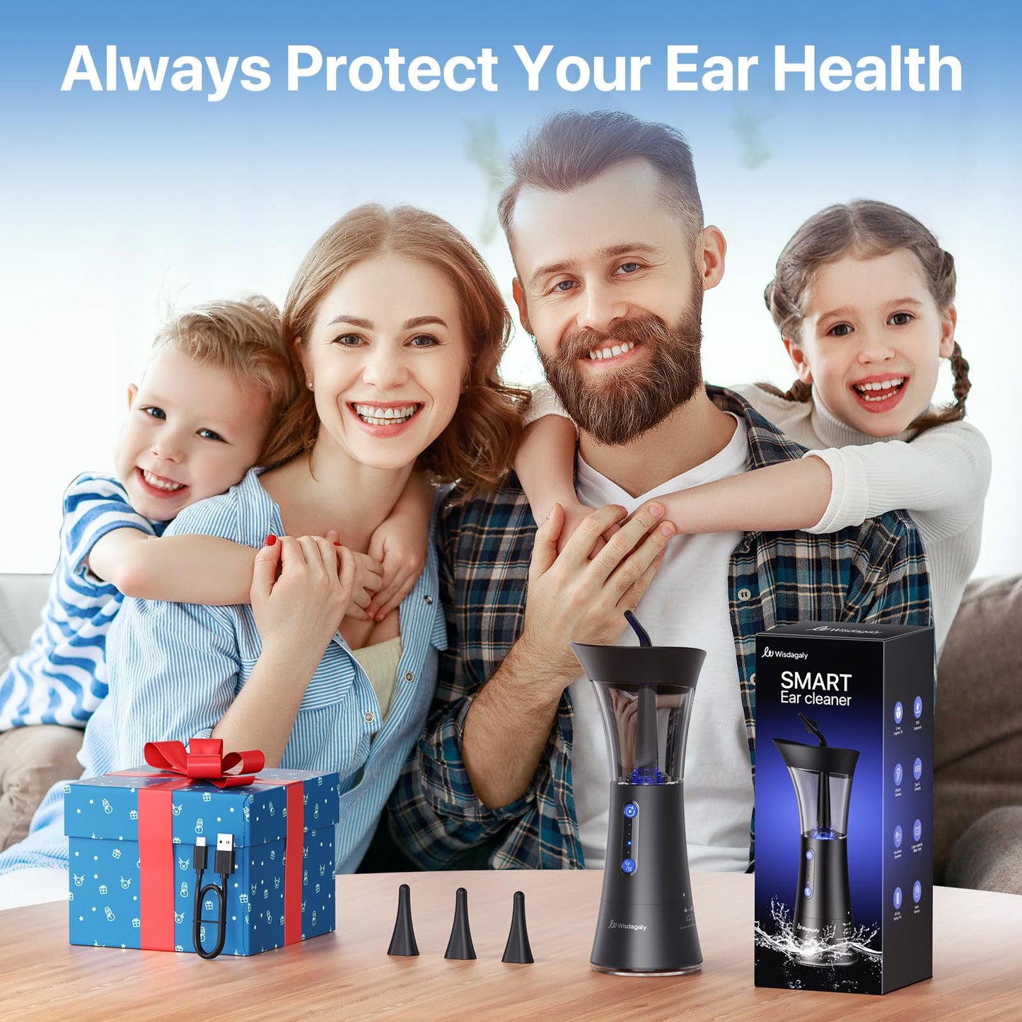 Wisdagaly Ear Cleaner – Upgraded Dual Water Tank, 4 Modes, USB-C
