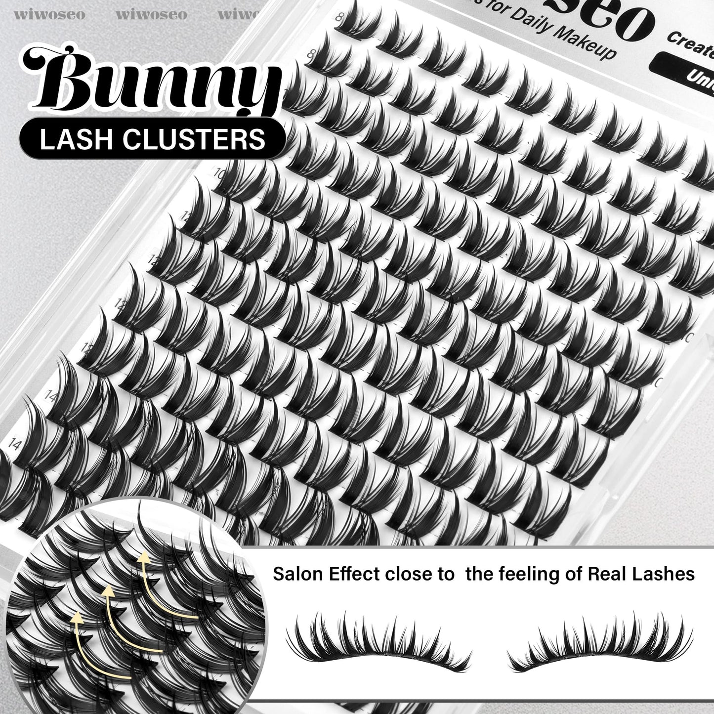wiwoseo Bunny Lash Clusters - Manga Spiky Lashes Kit for DIY Salon Look