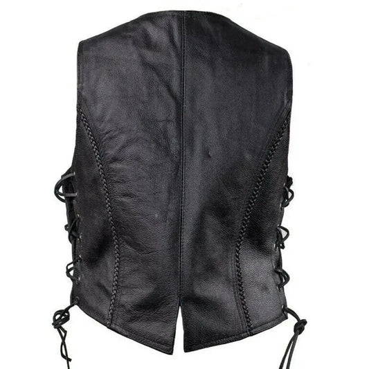 Women’s Motorcycle Leather Vest – Native American Style