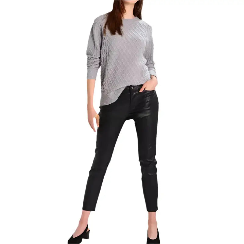 Women’s Black Leather Skinny Jeans Leather Pants