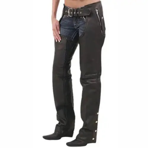 Women’s Straight Fit Leather Chap Pants