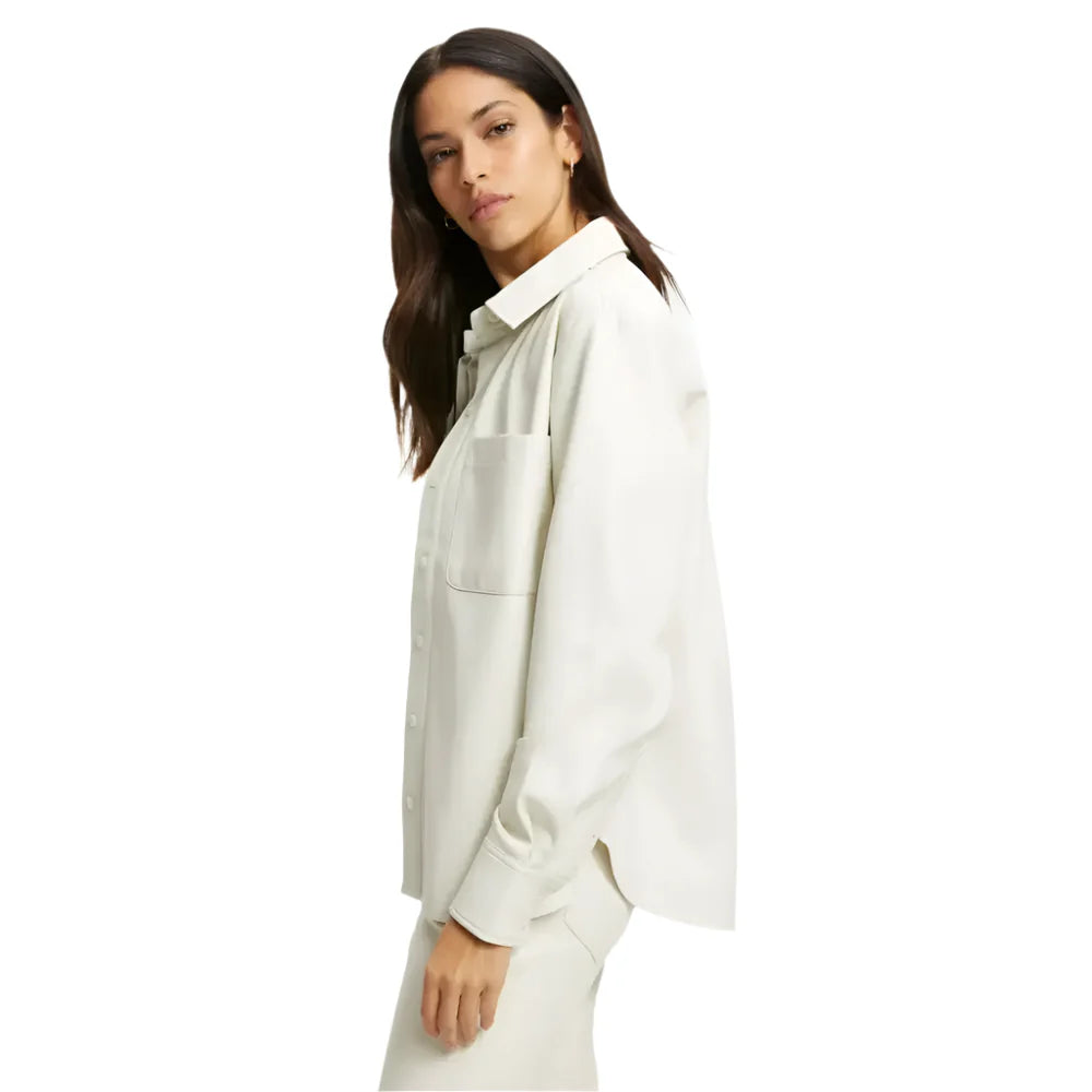 Women’s White Full Sleeve Leather Shirt