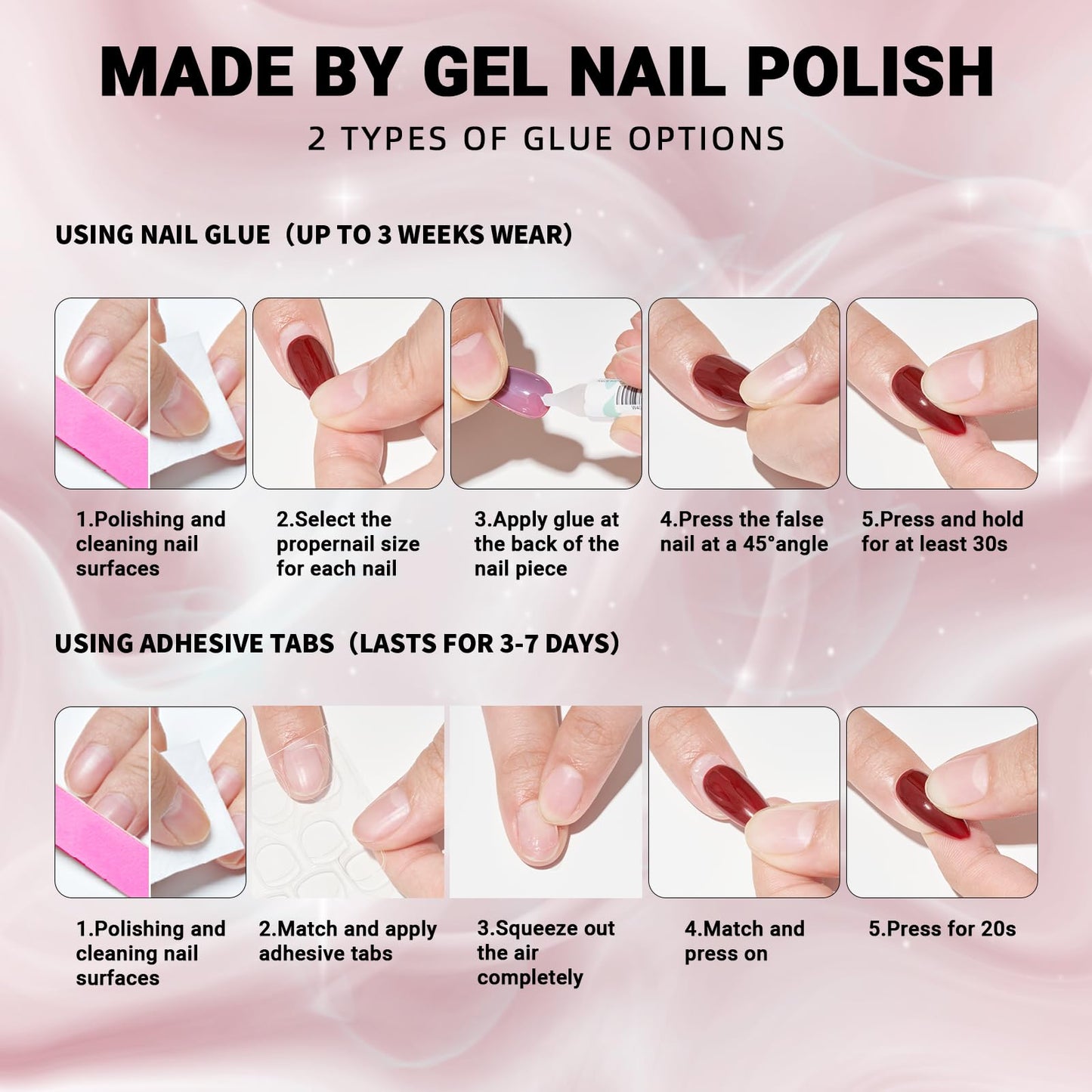 Wooyas Cat Eye Press-On Nails – Watermelon Pink, Short Square, 24-Piece Kit
