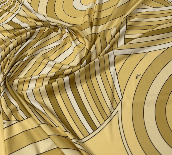 Yellow Retro Geometric Abstract Print Fabric by the Metre