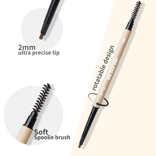 YES.EYE DO Eyebrow Pencil Deep Brown – Dual-Ended Waterproof Brow Pen with Hair-Like Strokes (Chocolate)