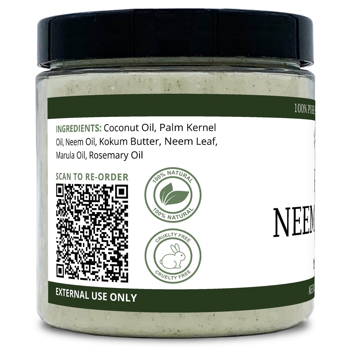 Zatural Organic Neem Butter-Coconut Oil Cream for Sensitive Skin, 2 Pack, 8 oz