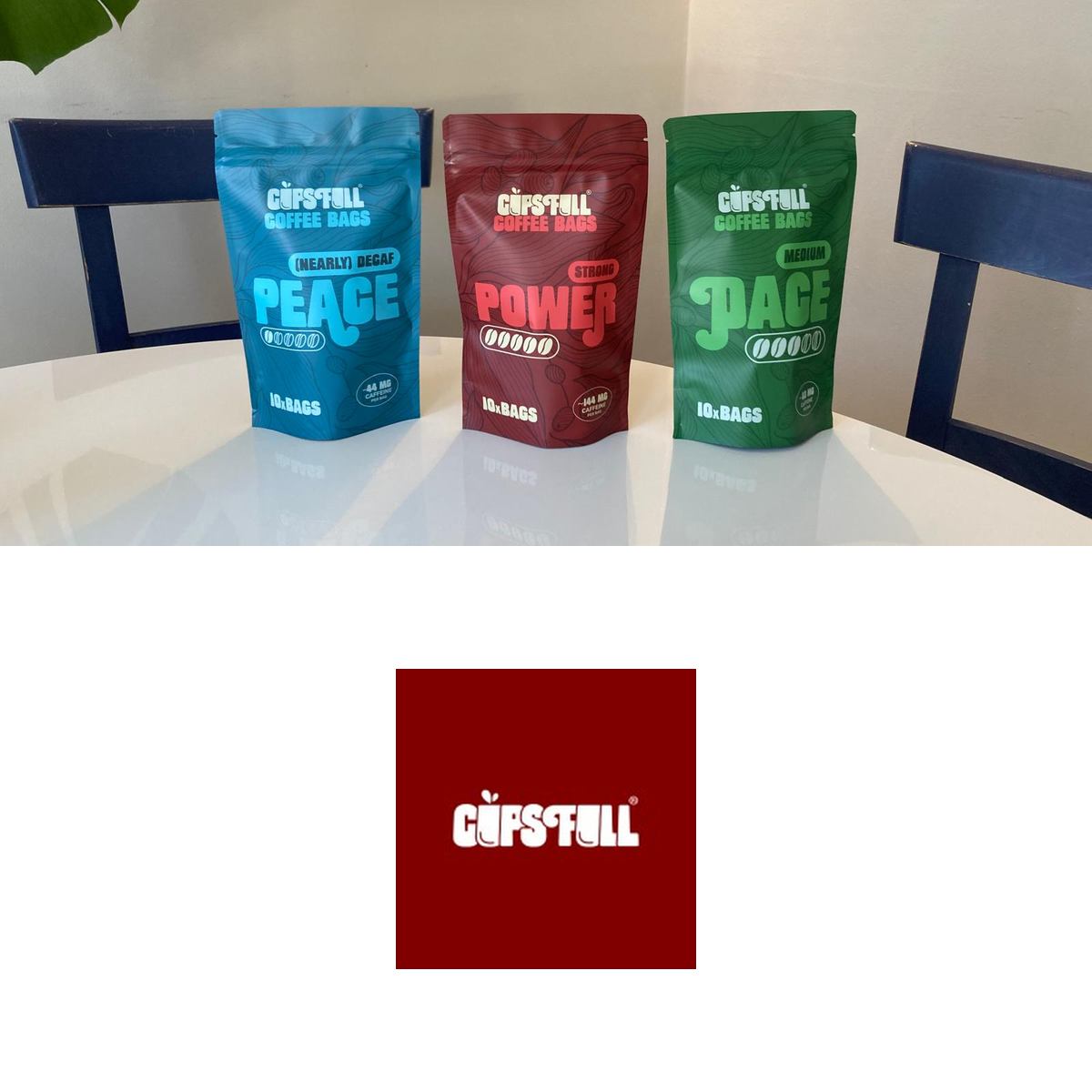 Cups Full coffee bags