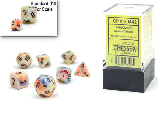 Chessex - Mini Festive Polyhedral 7 Die Set - Circus Black