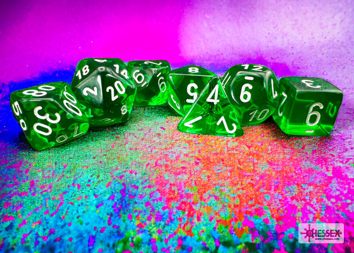 Chessex - Translucent Polyhedral 7 Dice Set - Green & White